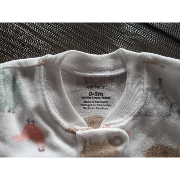 Carter's 0-3 month Long Sleeve Fleece Zippered Animal Print Sleep Sack Sleeper - Picture 7 of 10